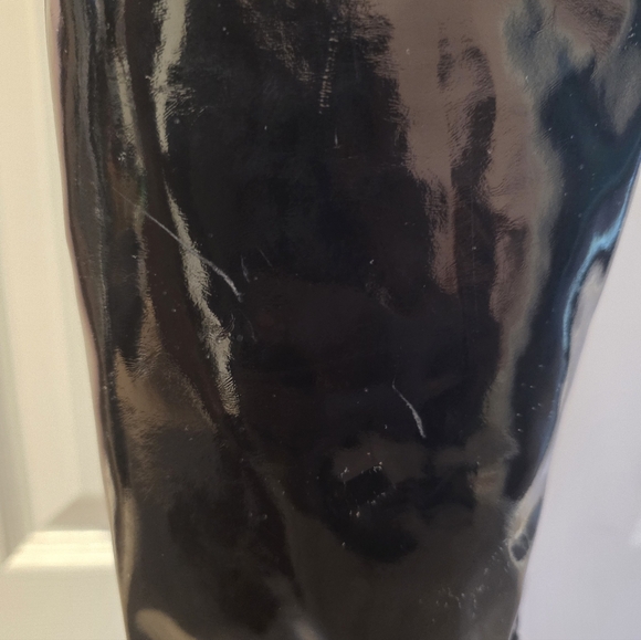 Saint Laurent Black Patent Leather Over-the-Knee Stiletto Boots - Picture 11 of 12